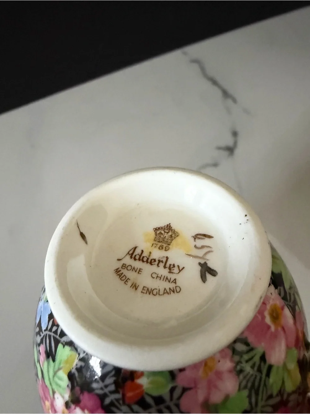 Black Chintz Forget Me Not Cup by Adderley